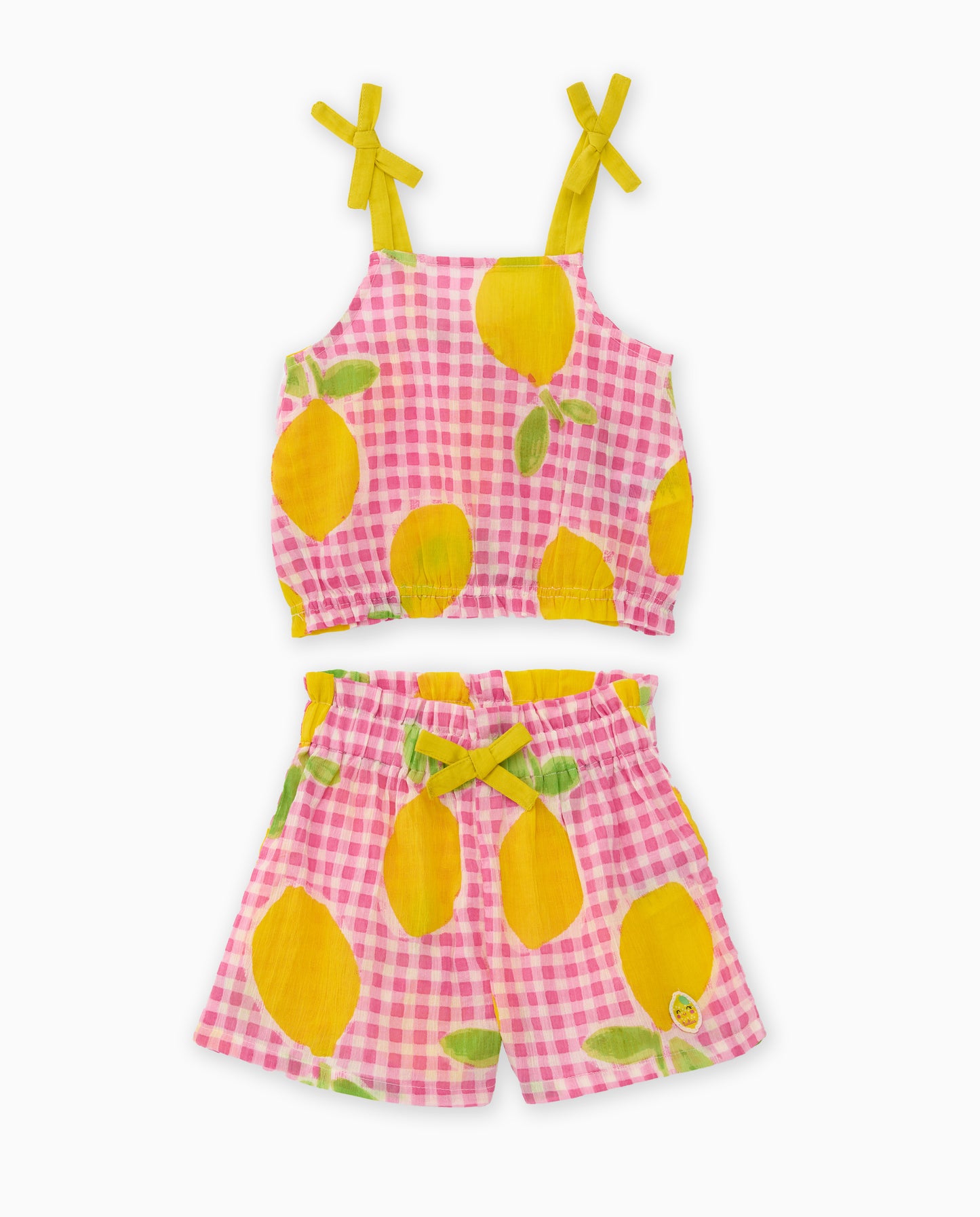 Tuc Tuc Pink Lemon Check Short Set
