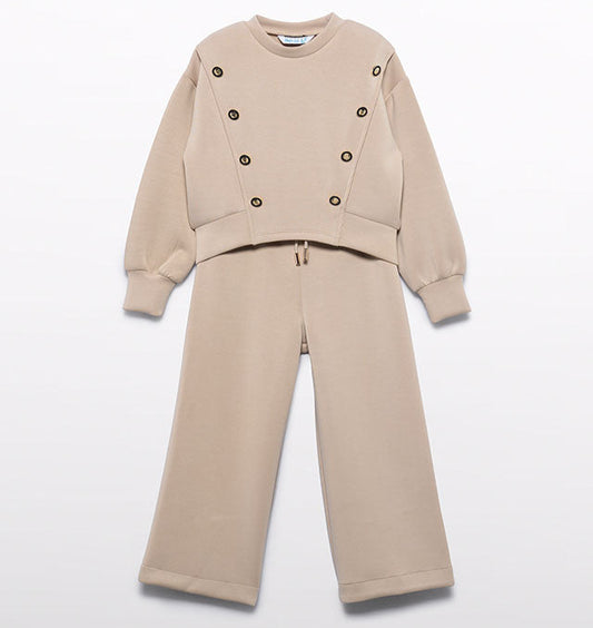 Abel & Lula Beige Wide Leg Tracksuit
