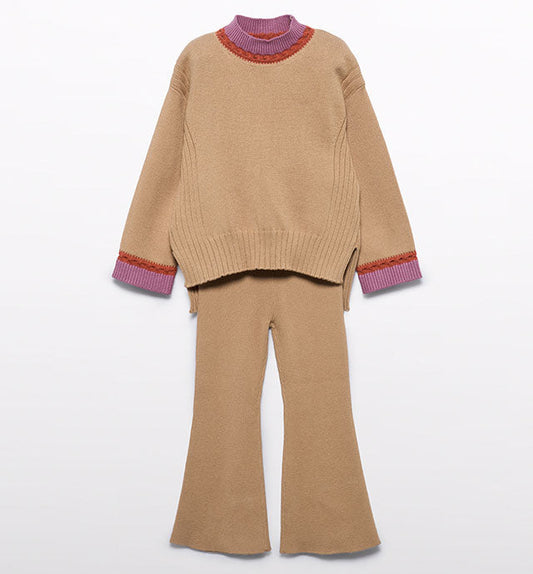 Abel & Lula Camel Knit Flare Set