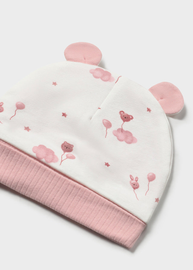 Mayoral Newborn Pink Babygrow Hat & Bib 2748