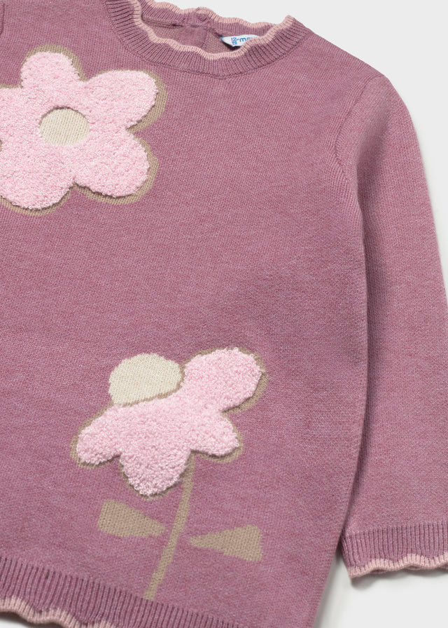 Mayoral Baby Girls Mauve Flower Knit Dress