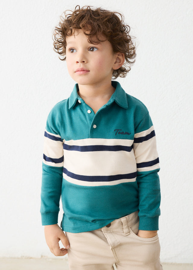 Mayoral Green Stripe Polo Jogger Set