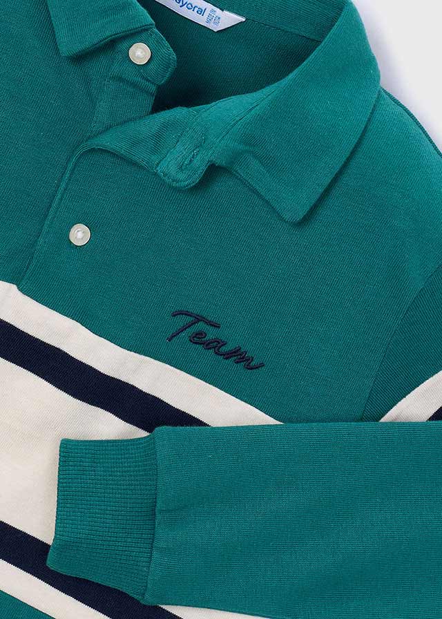 Mayoral Green Stripe Polo Jogger Set