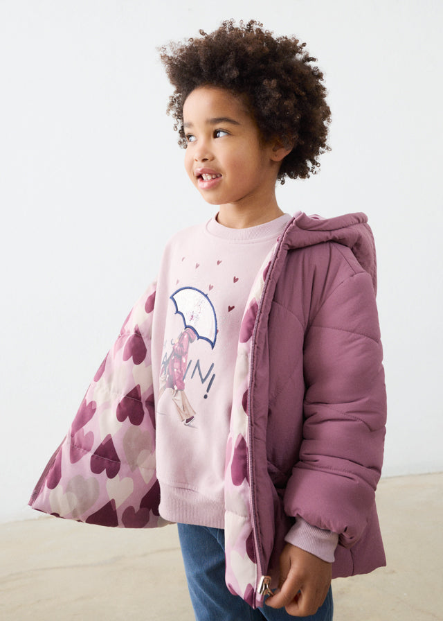 Mayoral Mauve Heart Reversible Coat
