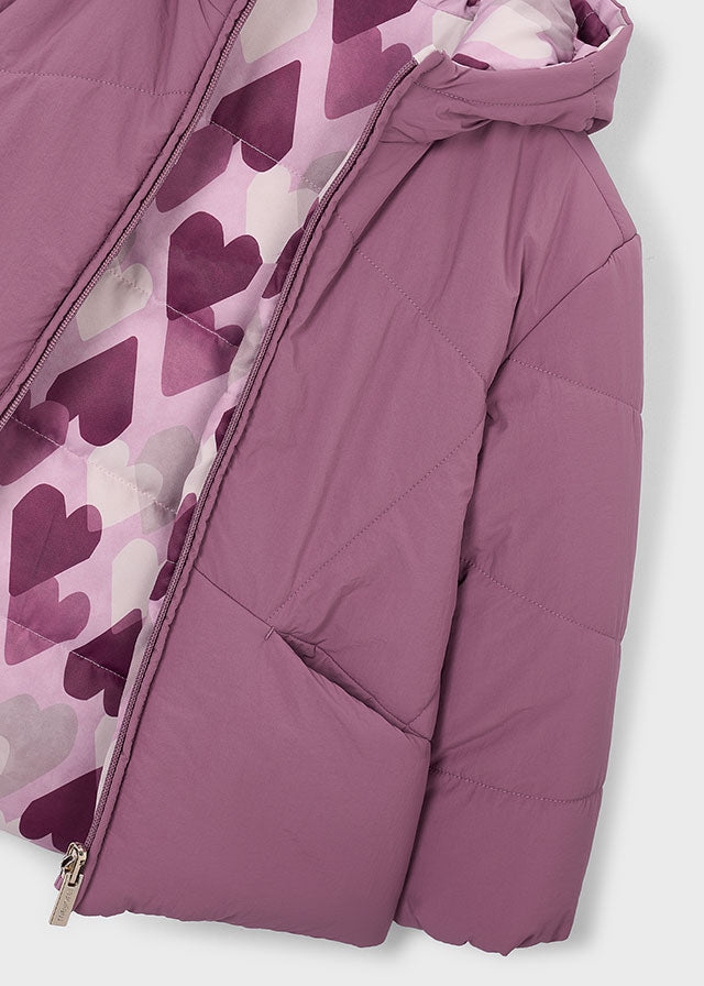 Mayoral Mauve Heart Reversible Coat