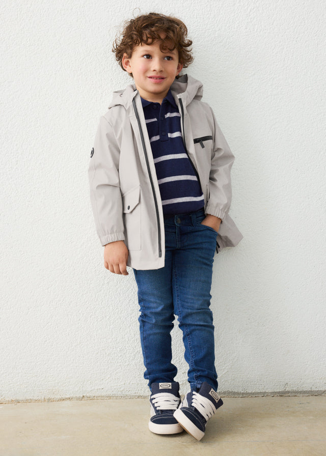Mayoral Light Grey Hooded Raincoat