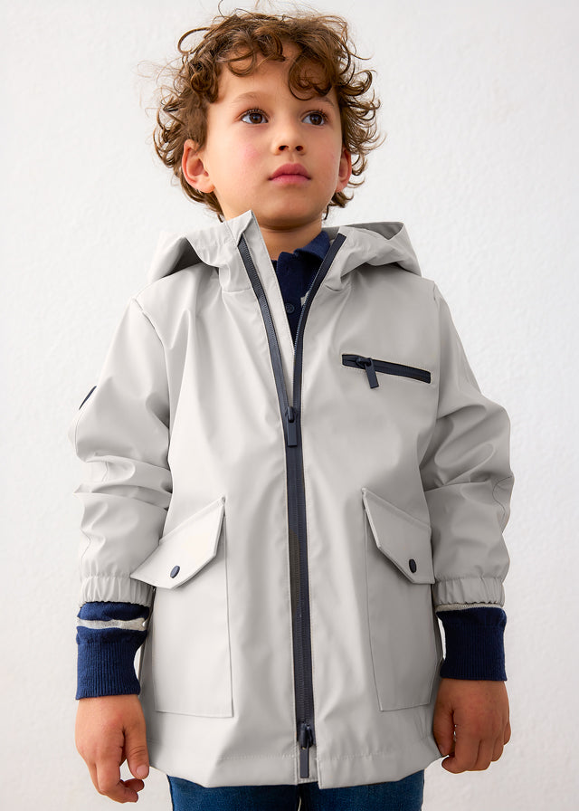 Mayoral Light Grey Hooded Raincoat