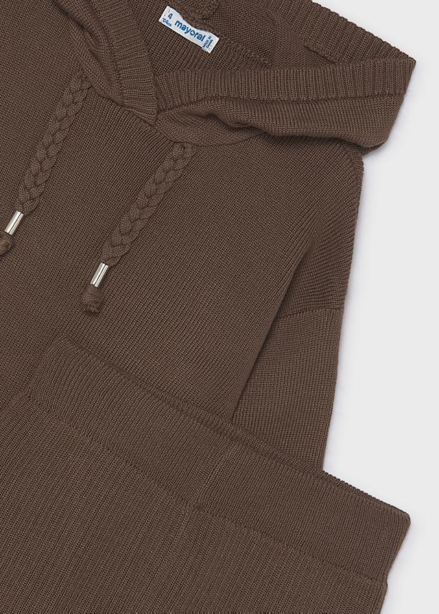 Mayoral Brown Hooded Knit Trouser Set