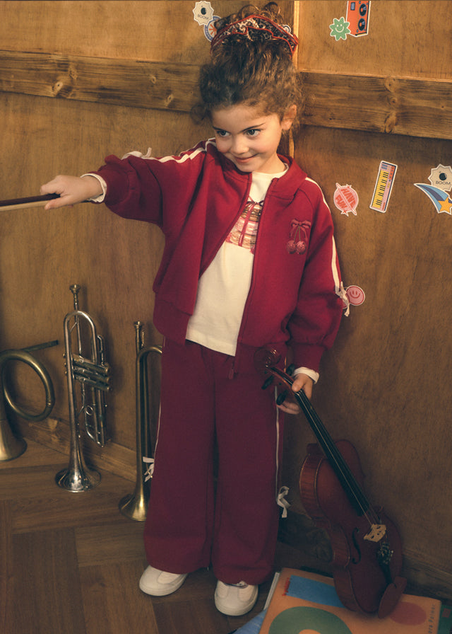 Mayoral Burgundy Bow Cherry 3pc Tracksuit