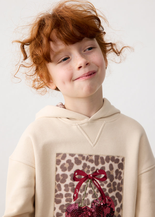 Mayoral Cream Leopard Hooded Dress
