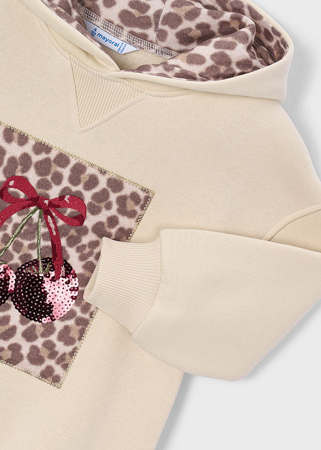 Mayoral Cream Leopard Hooded Dress