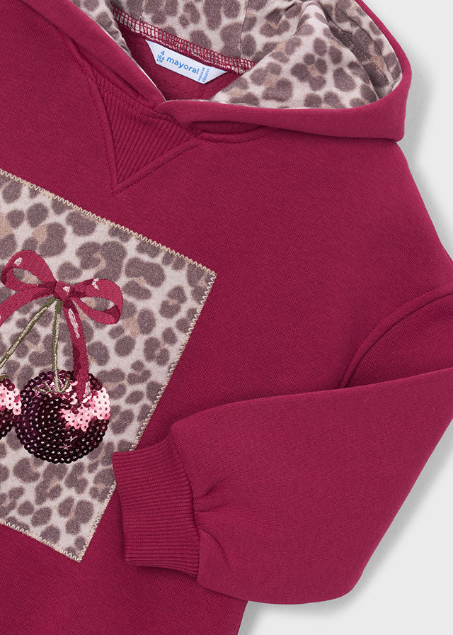 Mayoral Burgundy Leopard Hooded Dress