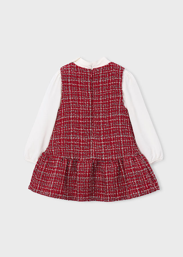 Mayoral Red Tweed Pinafore Dress