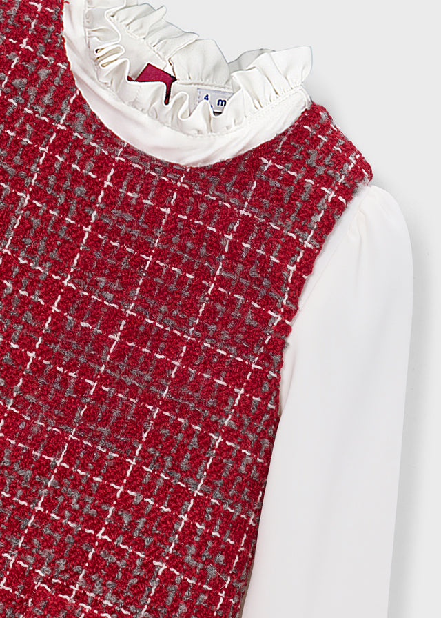 Mayoral Red Tweed Pinafore Dress
