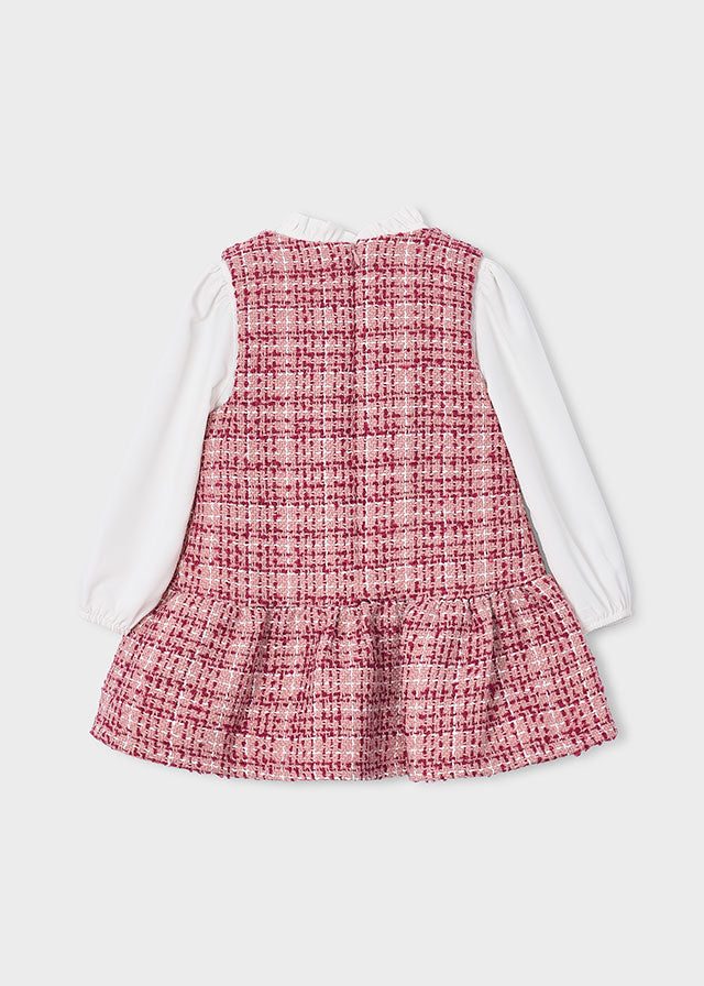 Mayoral Pink Tweed Pinafore Dress
