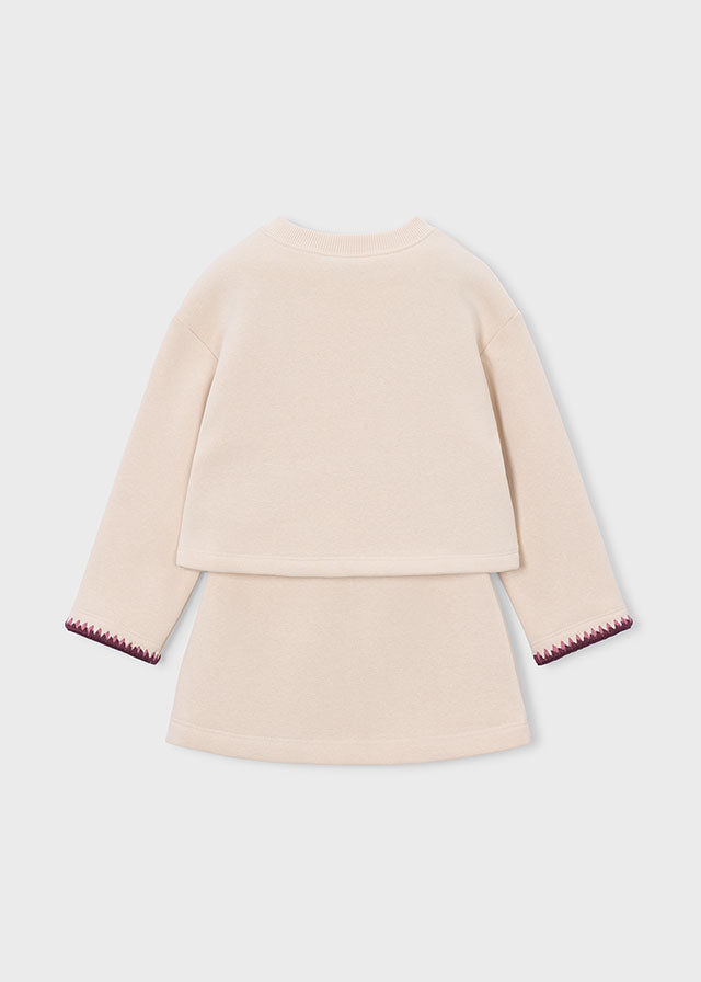 Mayoral Cream Heart Pocket Skirt Set