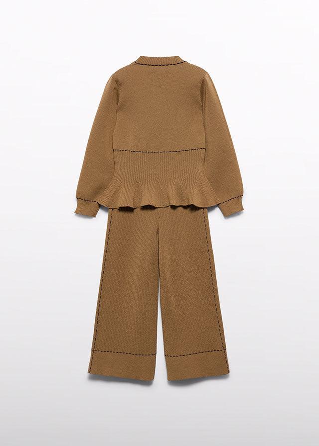 Abel & Lula Light Brown Knit Trouser Set