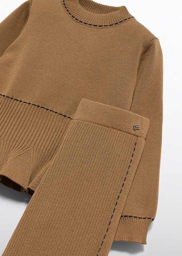 Abel & Lula Light Brown Knit Trouser Set