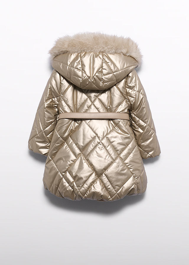 Abel & Lula Gold Metallic Faux Fur Coat