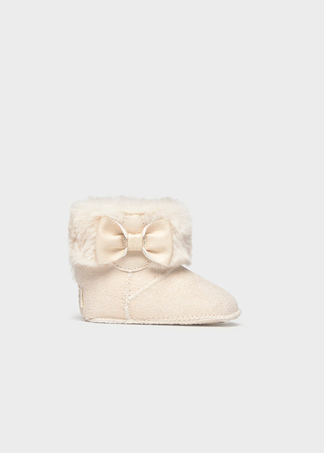 Mayoral Newborn Cream Faux Fur Boots 9163