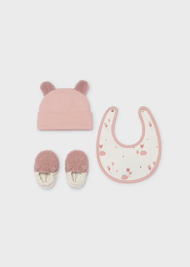 Mayoral Newborn Pink Hat Bib Booties Blanket & Bag Set 9152