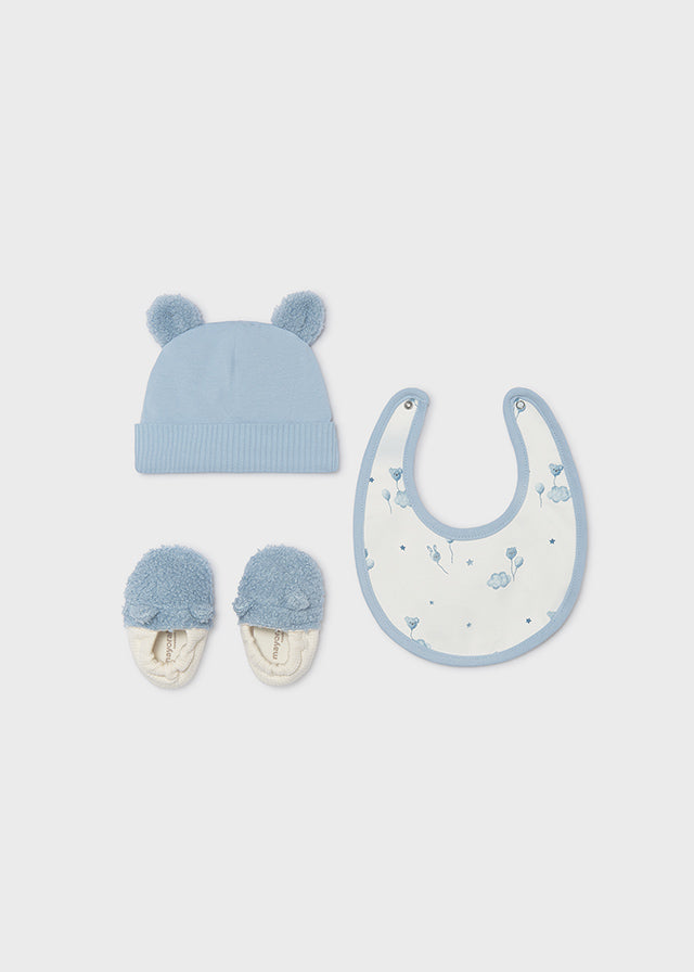 Mayoral Newborn Blue Hat Bib Booties Blanket & Bag Set 9152