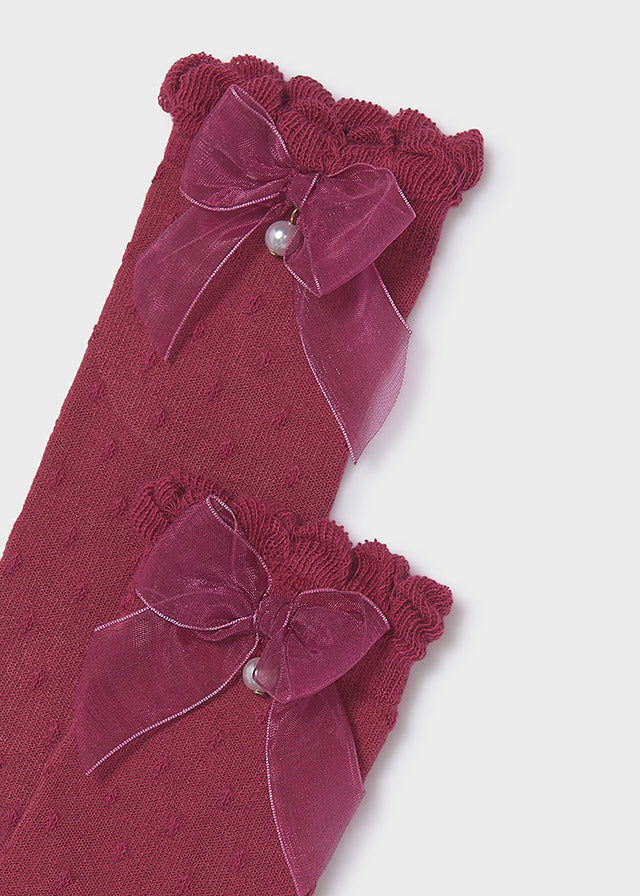 Mayoral Rose Tulle Bow Knee Socks