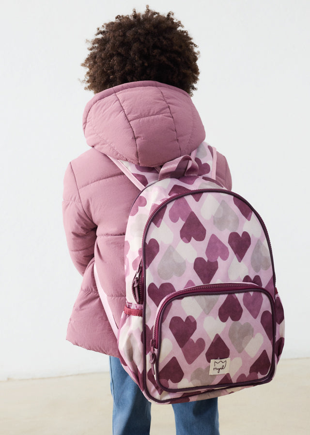 Mayoral Mauve Heart Backpack & Pencil Case