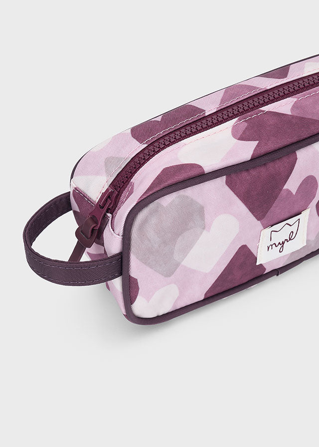 Mayoral Mauve Heart Backpack & Pencil Case