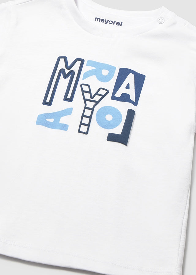 Mayoral Baby Boy White/Blue Basic Short Set
