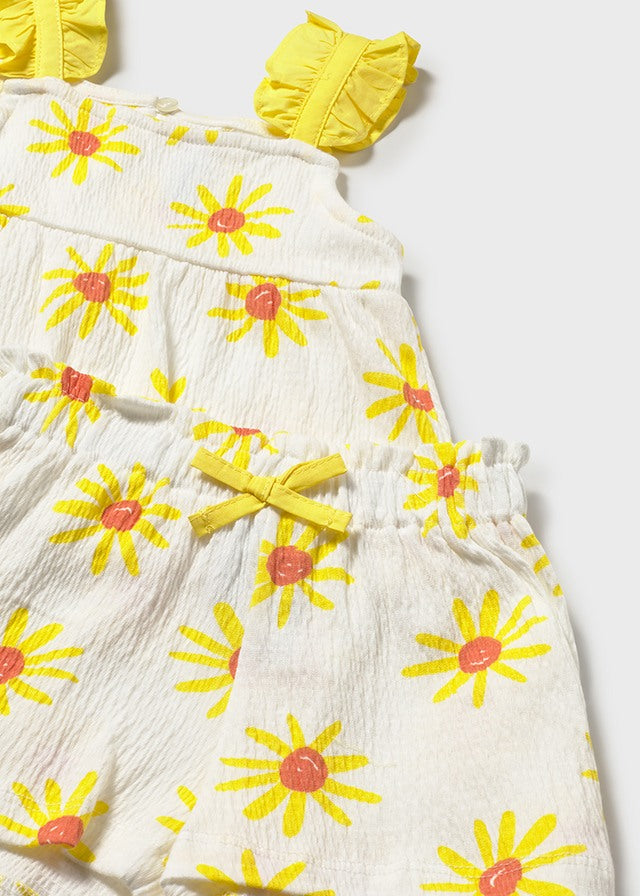 Mayoral Baby Girl Yellow Flower Short Set