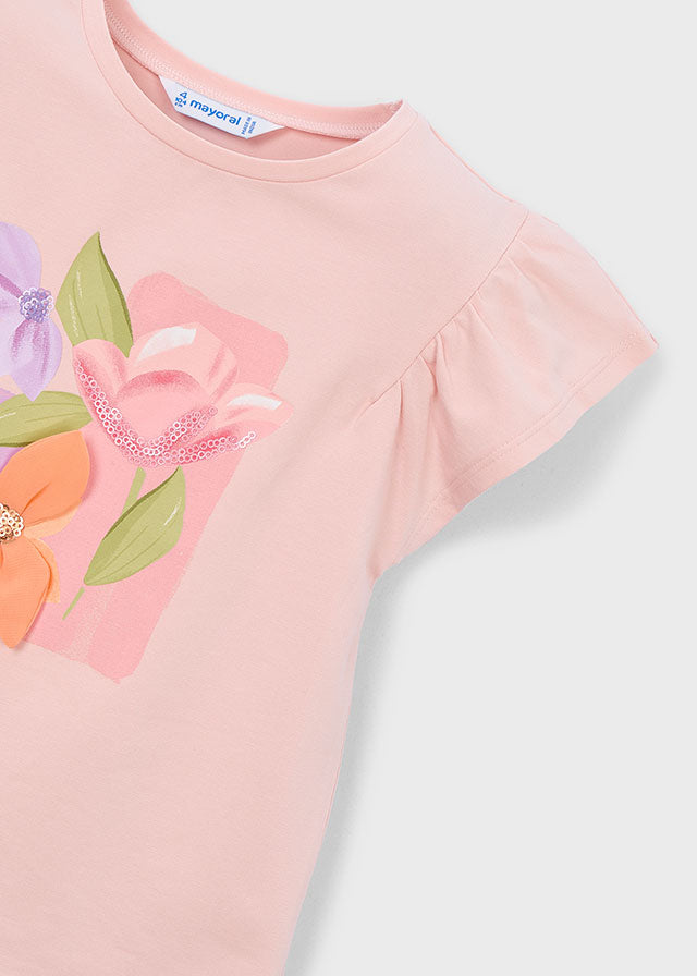 Mayoral Peach Floral Short Set
