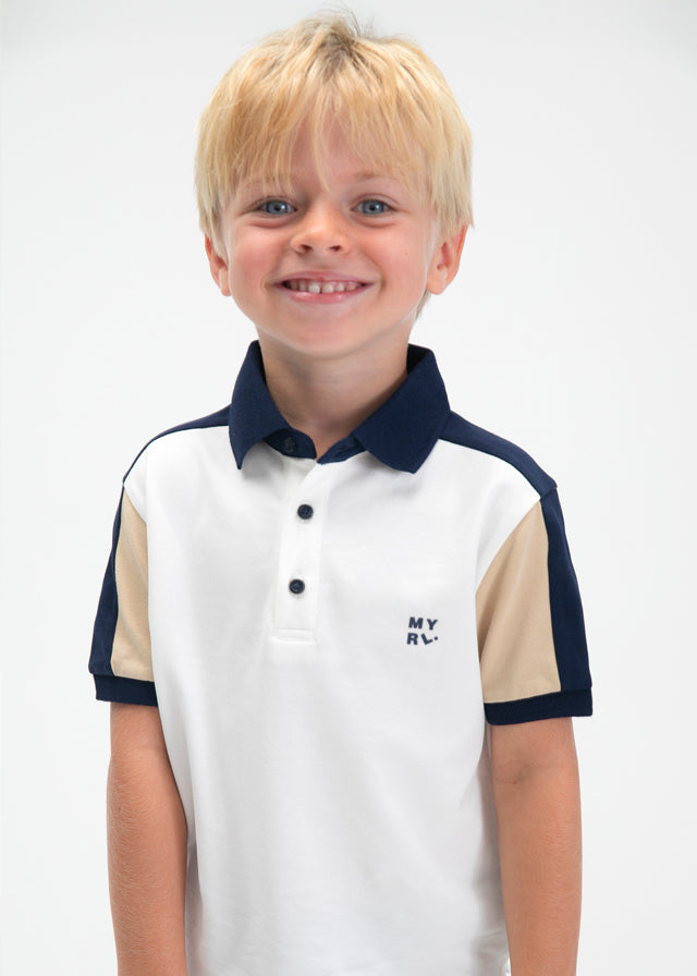 Mayoral Cream & Navy Polo Short Set