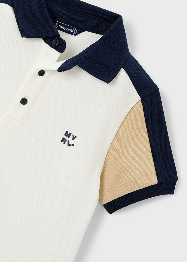 Mayoral Cream & Navy Polo Short Set