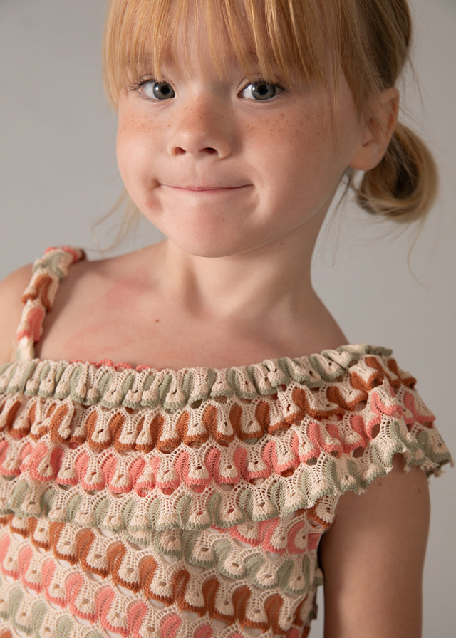 Mayoral Neutral Crochet Short Set
