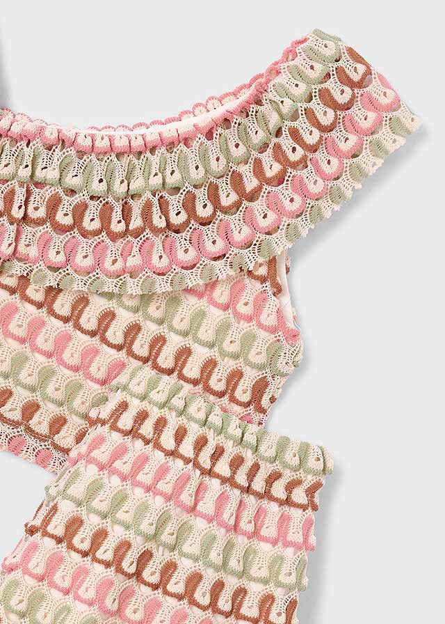 Mayoral Neutral Crochet Short Set