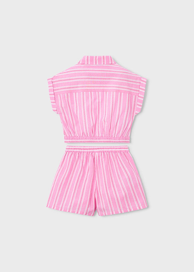 Mayoral Pink Shirt Stripe Short Set