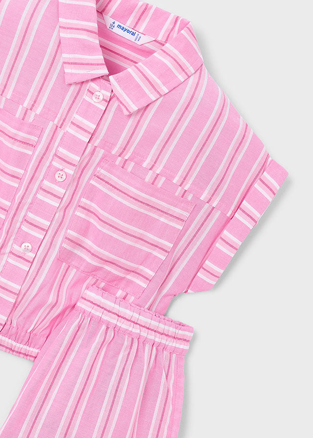 Mayoral Pink Shirt Stripe Short Set