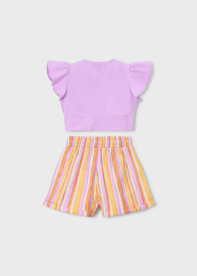 Mayoral Lilac Crop Stripe Short Set