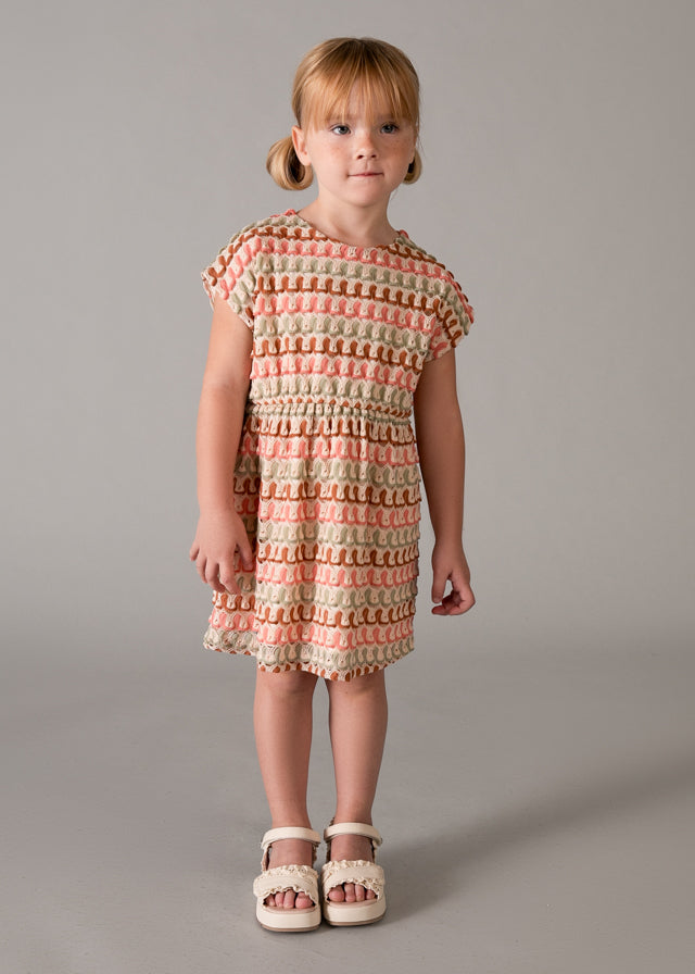 Mayoral Neutral Crochet Open Back Dress