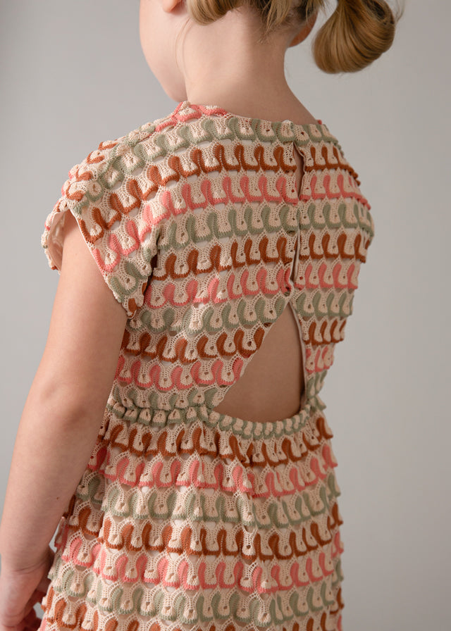 Mayoral Neutral Crochet Open Back Dress