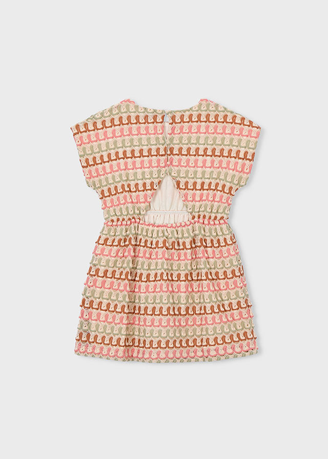 Mayoral Neutral Crochet Open Back Dress