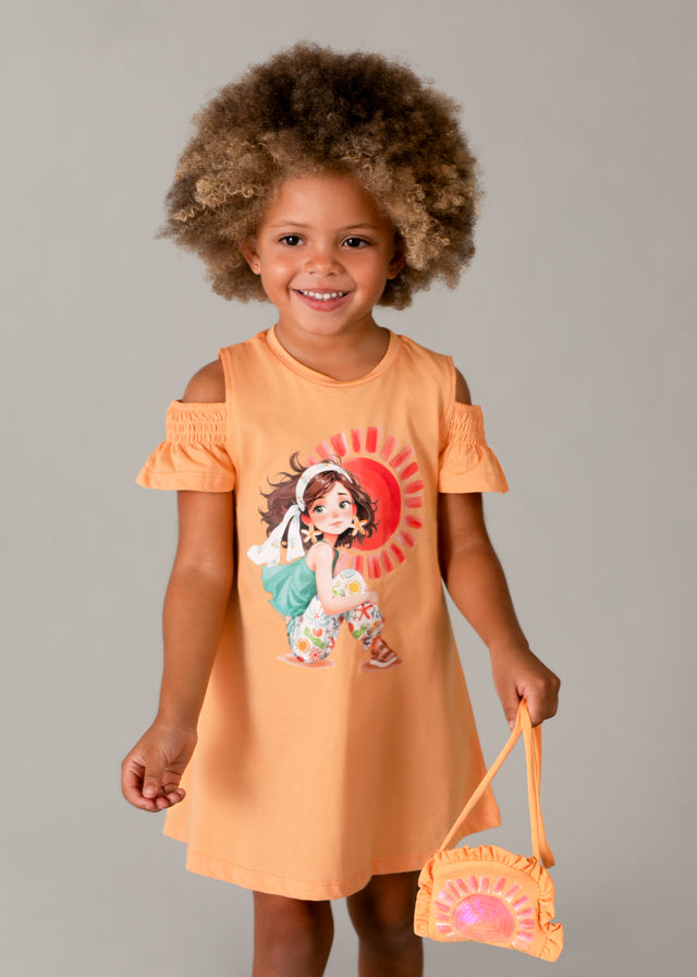 Mayoral Orange Cut Out Bag Dress