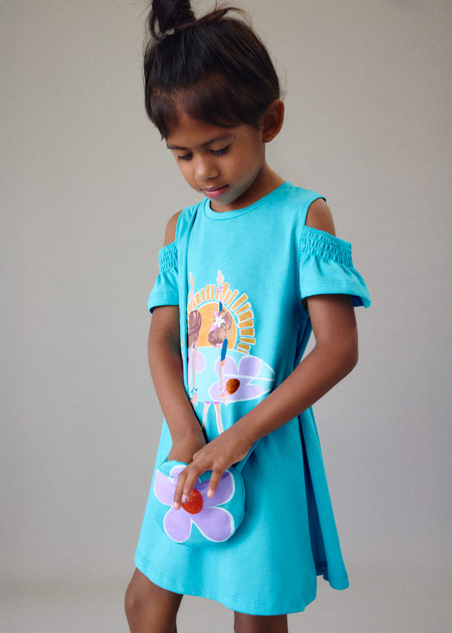 Mayoral Aqua Cut Out Bag Dress