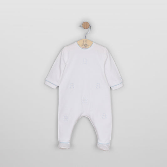 Emile et Rose Murray White/Pale Blue Baby Grow