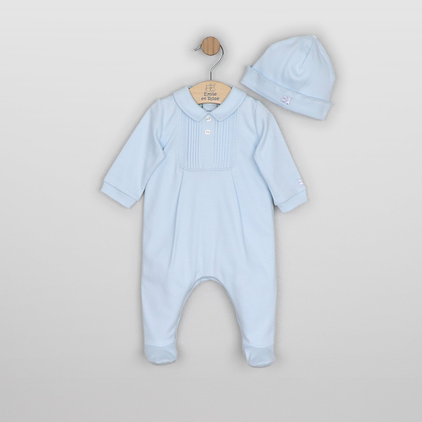 Emile et Rose Michael Pale Blue Collar Baby Grow & Hat