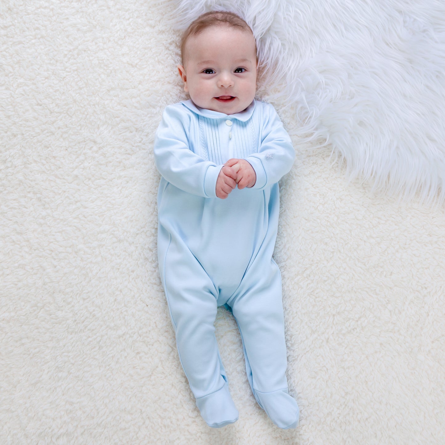 Emile et Rose Michael Pale Blue Collar Baby Grow & Hat