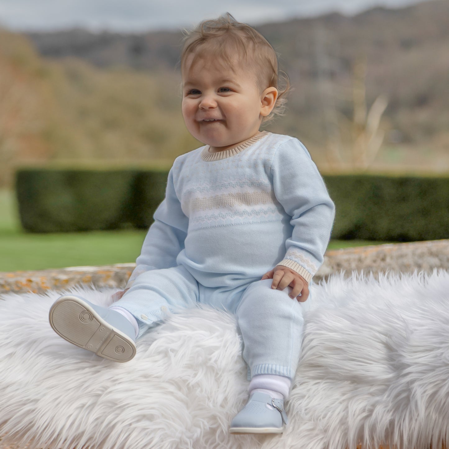 Emile et Rose Magnus Pale Blue Knit Romper