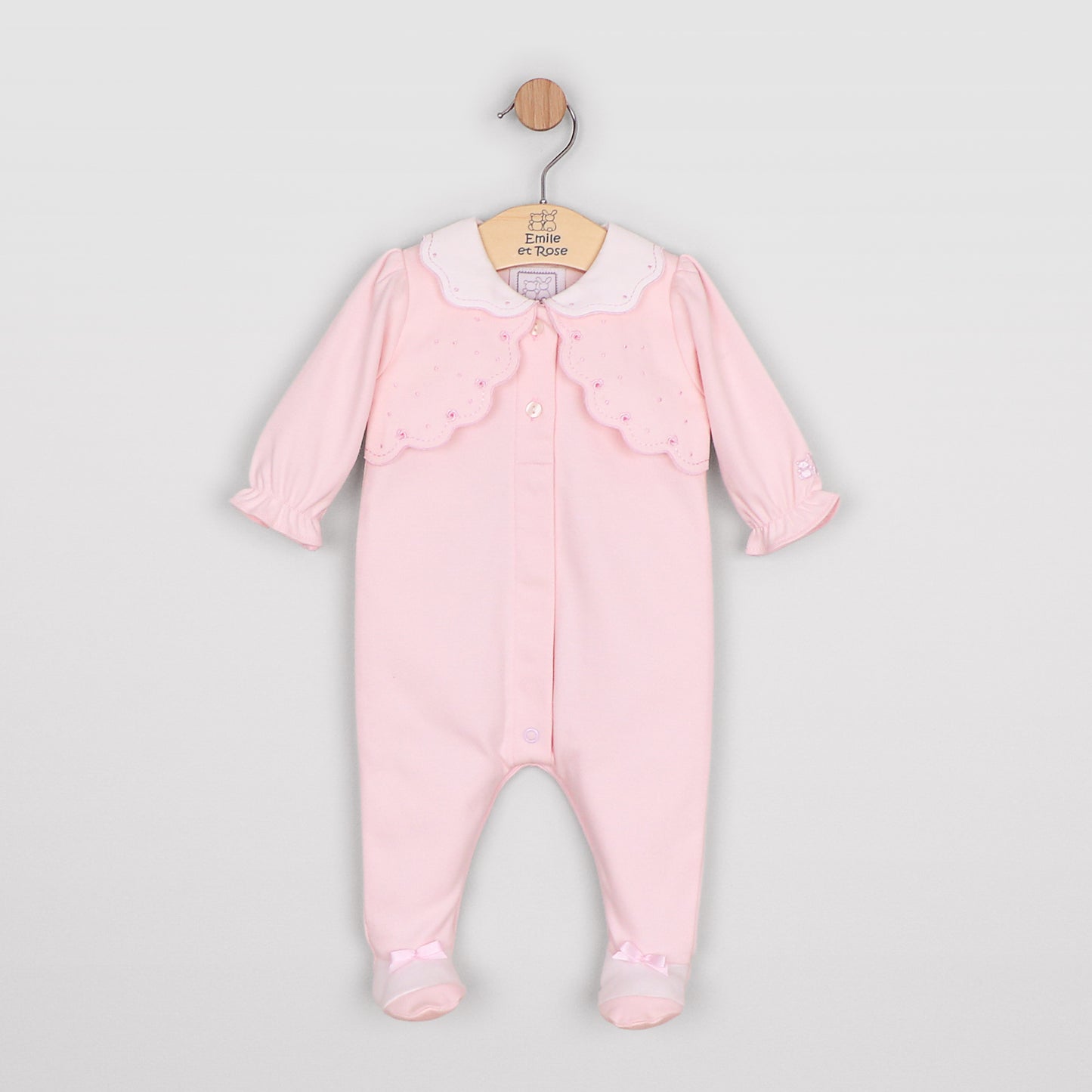Emile et Rose Maisie Pale Pink Scallop Baby Grow