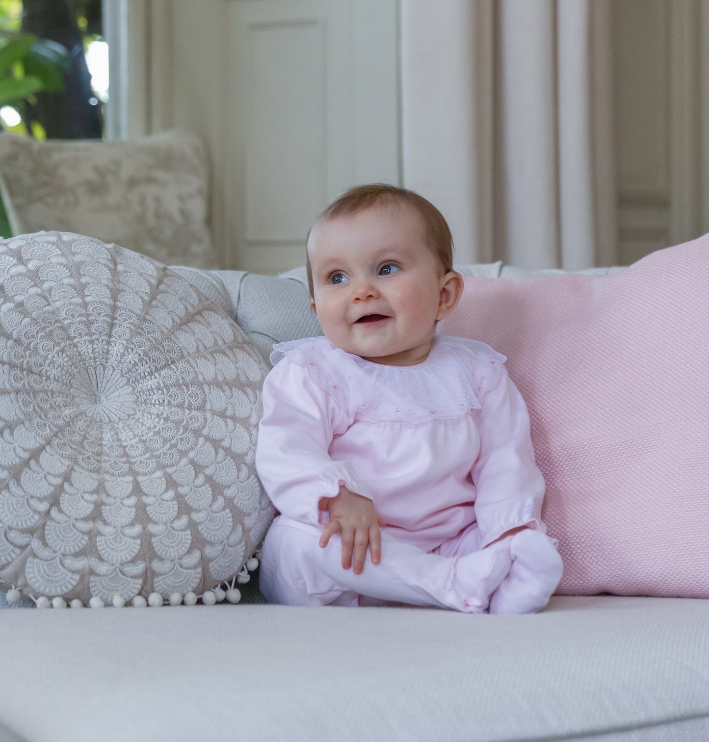 Emile et Rose Mabel Pale Pink Frill Baby Grow
